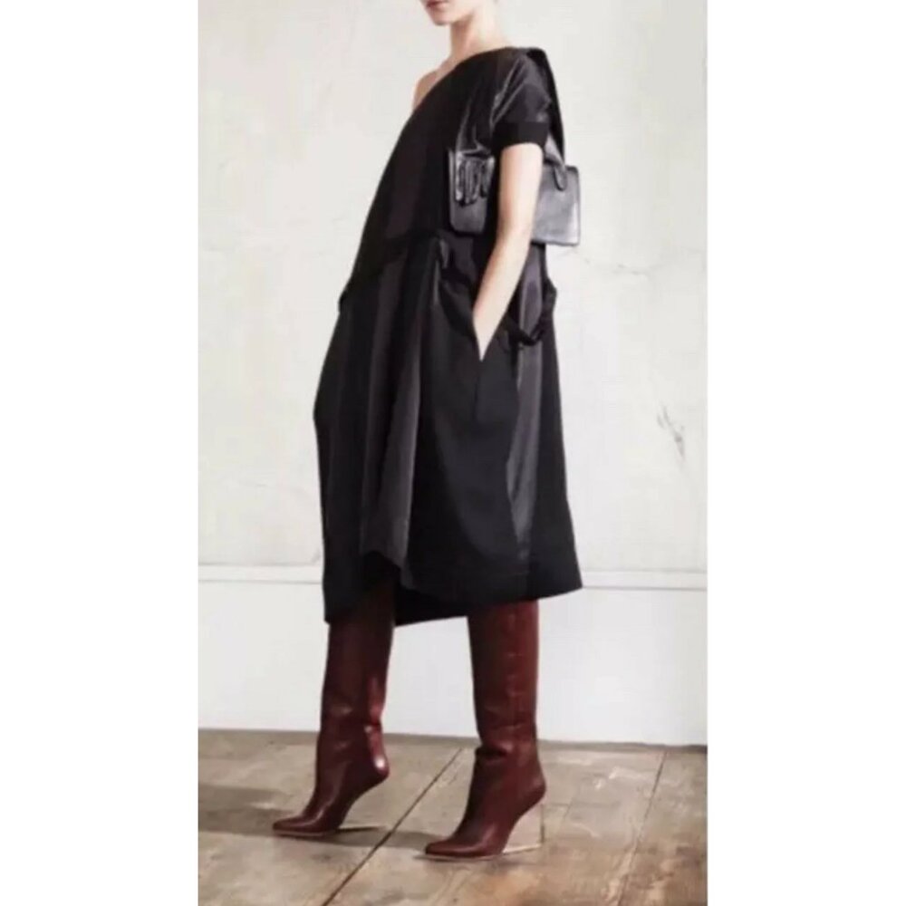 H&M Maison Margiela Black Oversized Belted Pockets Tunic Shift Dress One Size OS